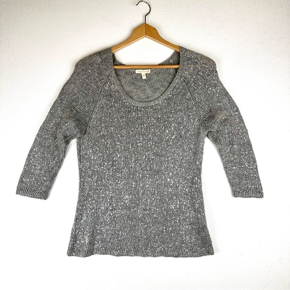 Eileen Fisher Metallic‎ Sweater 3/4 Sleeve Office